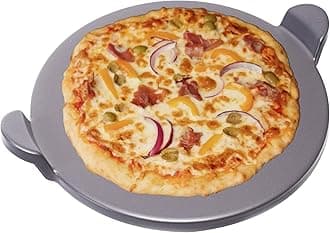 Old Stone Pizza Kitchen Glazed Round Pizza Stone with Handles for Oven and Grill, 15 inch