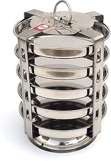 BLeaf Stainless Steel-5 Plate Thatte Idli Stand Dhokla Maker (5 Plate, 5 Idli)