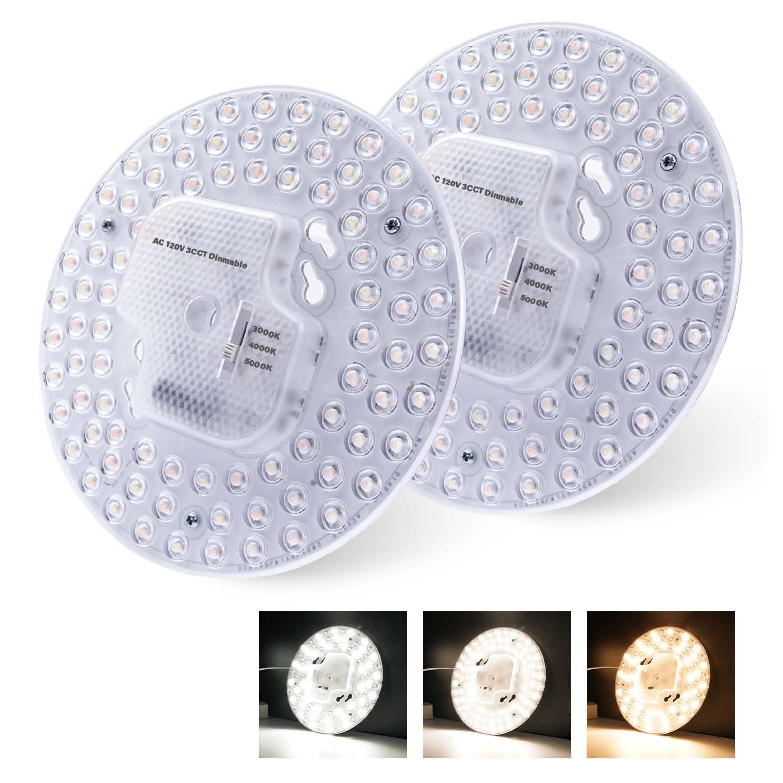 2Pack 36W LED Light Engine Retrofit Kit,6.69inch 3200LM 3CCT 3000K/4000K/5000K Dimmable Ceiling Fan Light Kits,AC 120-130V Ceiling Fan Light Replacement for Ceiling Flush Light