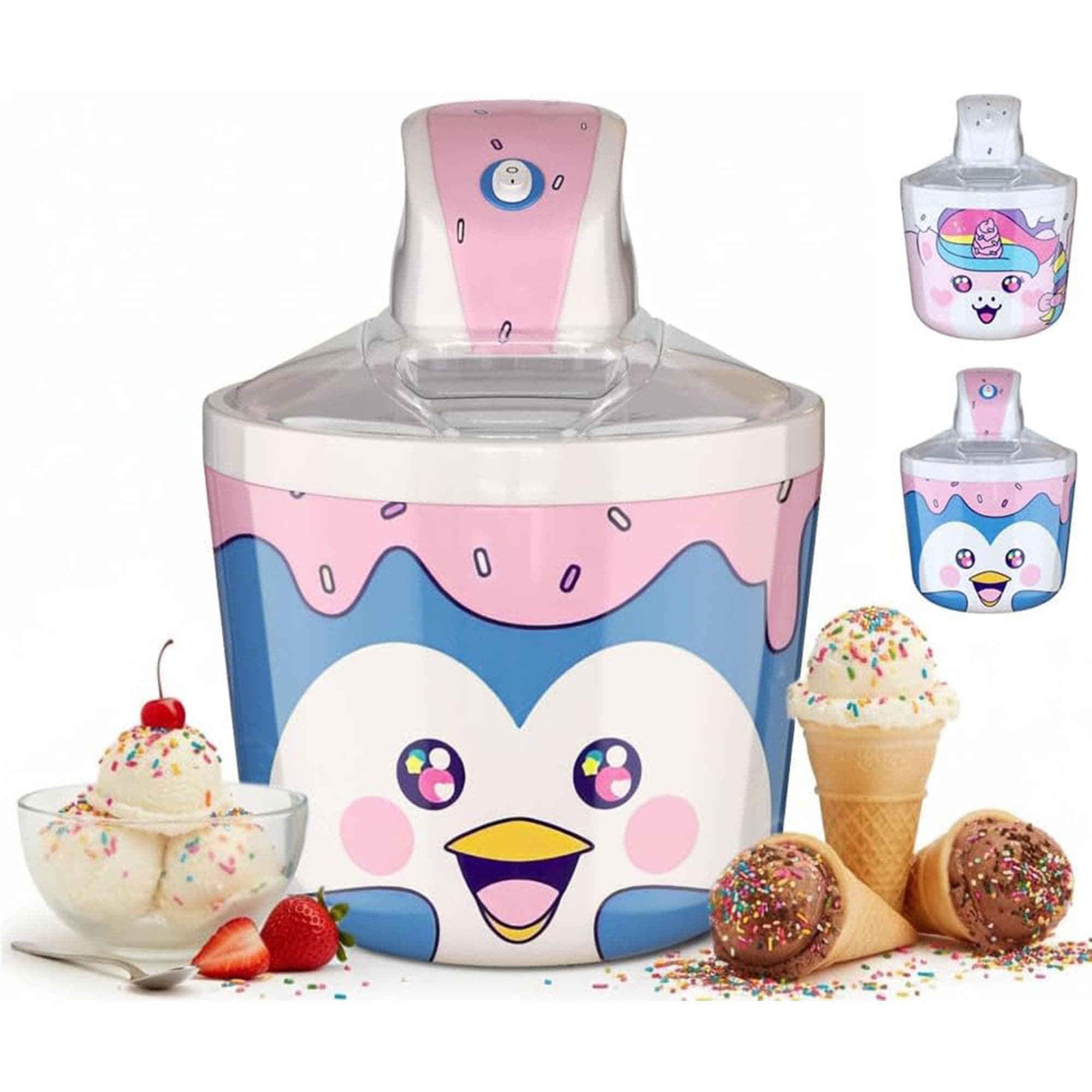 Fun Electric Ice Cream Maker Machine for Kids - Countertop Ice Cream Machine for Homemade Soft Serve, Sorbet, Gelato, Frozen Yogurt - Small Personal Dessert Maker, Easy to Clean