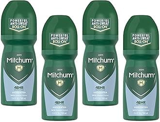 Mitchum Invisible Anti-Perspirant & Deodorant Roll-On, Unscented 3.4 oz (Pack of 4)