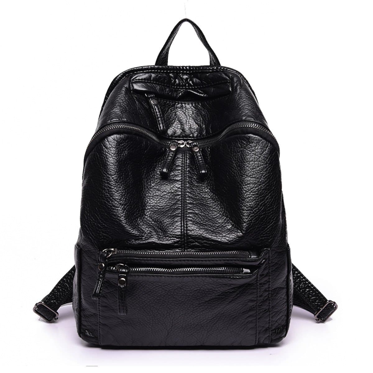 Women's Waterproof Backpack High Quality Leather 13 Inches High Capacity Student School Bag Fashion Leisure Traveling Cycling Backpack,Black-OneSize
