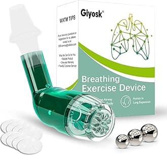 Breathing Exercise Device for Lungs, Lung Expansion and Mucus Relief Device, Portable Expiratory Breathing Exerciser with A Set of Accessories, Breathing Trainer for Lung Cleanse(Green)