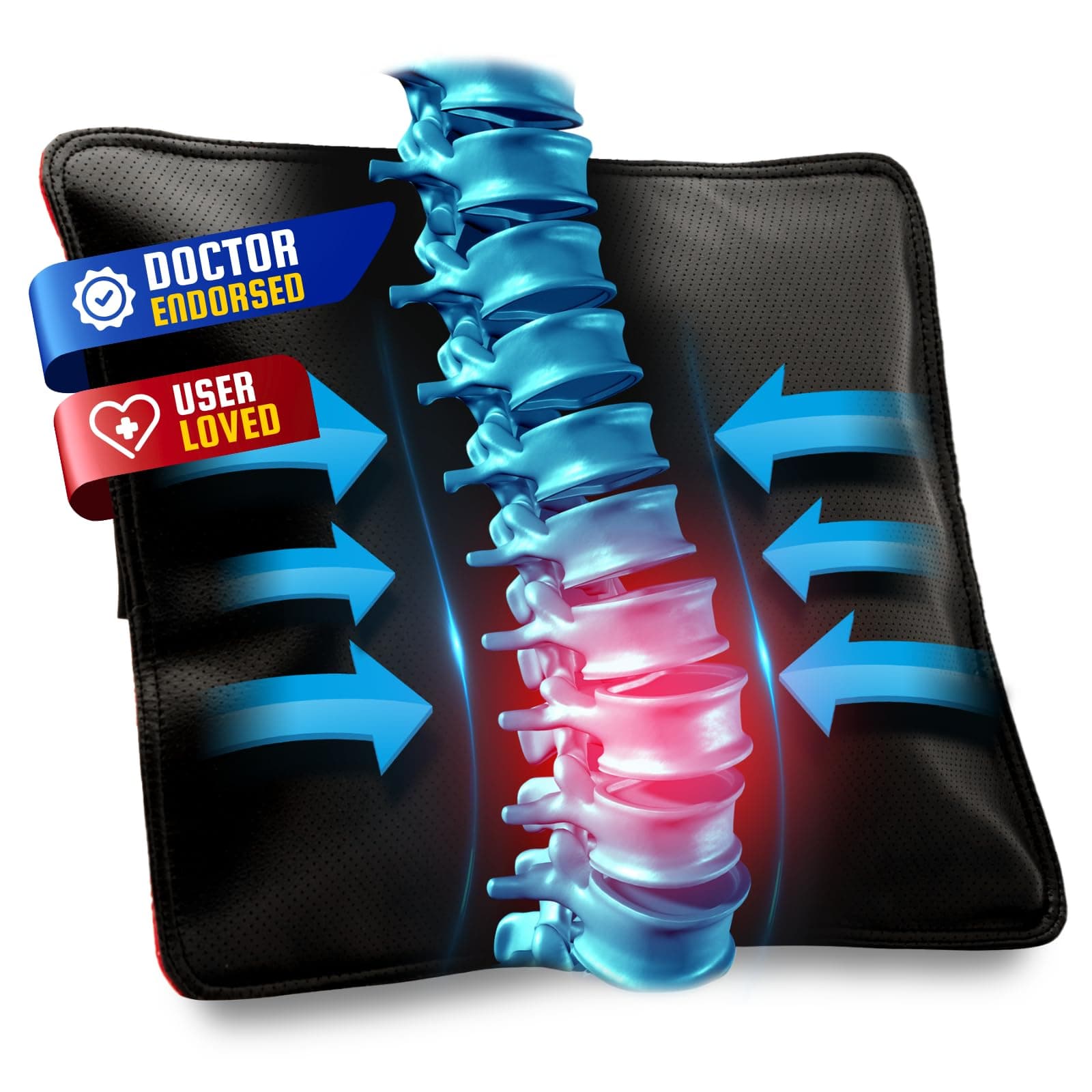 AJUVIA Back Vitalizer Lumbar Support Pillow, 3-Second Pain Relief, Premium Ergonomic Back Support for Office Chairs and Car Seats, Enhances Sitting Posture