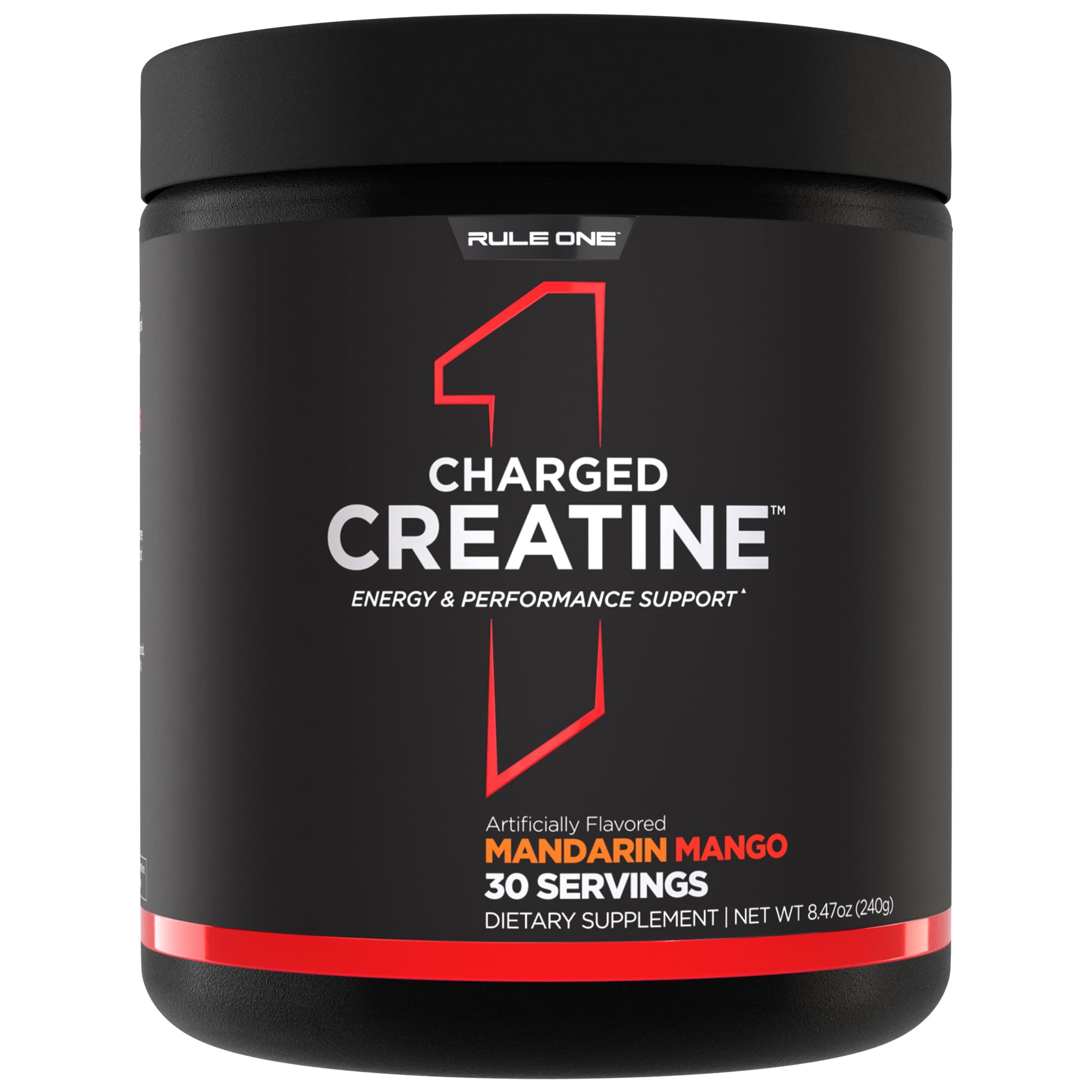 Rule 1 Proteins Charged Creatine - Multi-Function Workout Supplement with Creatine, Electrolyte, and Energy Blends for Intensity, Performance, & Hydration Support (30 Servings, Mandarin Mango)