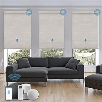 Motorized Roller Shade,100% Blackout Smart Window Blinds Work with Homekit, Alexa,Google Home, Remote, Electric Blinds with USB/Solar Pannel Charging,Classic Cream