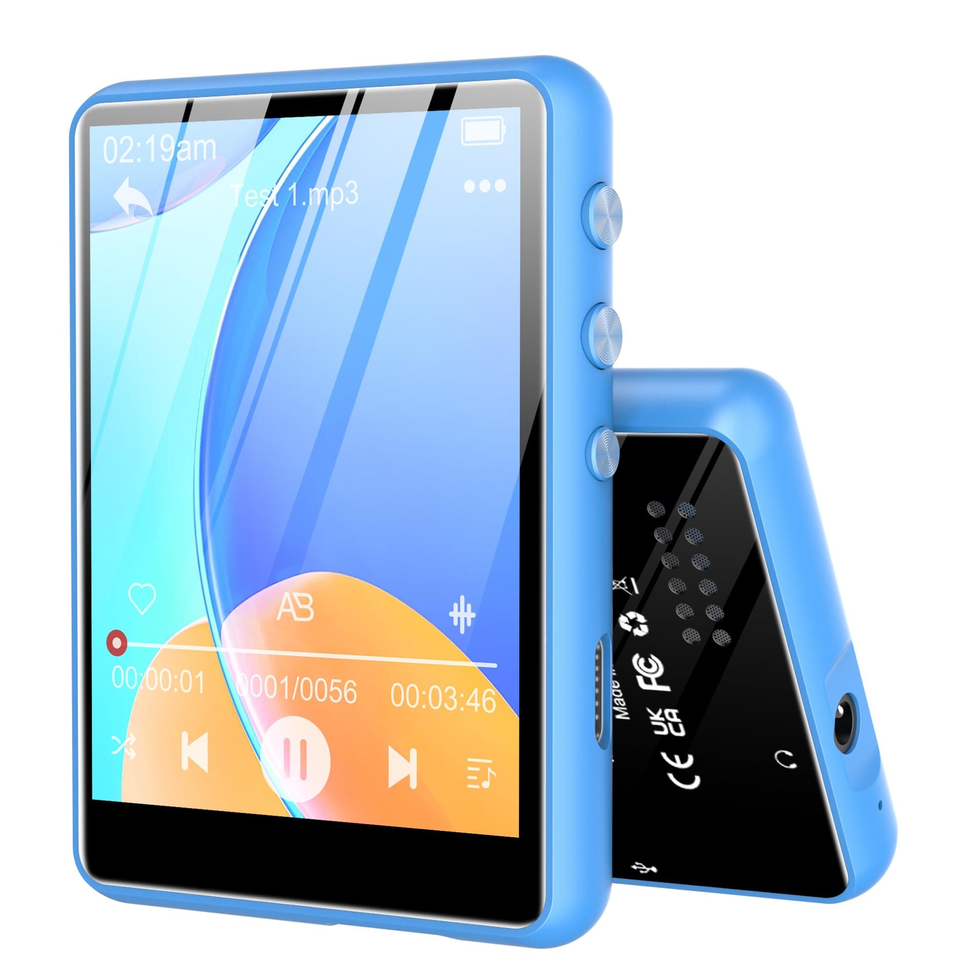 64GB MP3 Player - SWOFY M4 Music Player with Bluetooth 5.3 HiFi Sound Shuffle Single Loop FM Radio Built-in HD Speaker Mini Design Ideal for Sport (Earphones Included)