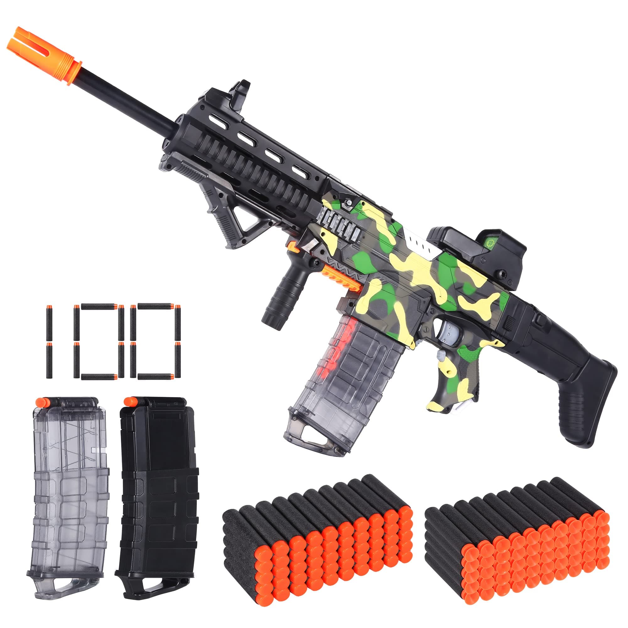 Electric Automatic Toy Gun for Nerf Guns Sniper Soft Bullets [Shoot Faster] Camouflage Burst Bullets for Boys,Toy Foam Blasters & Guns with 100 Nerf Sniper Darts, Gifts for Kids
