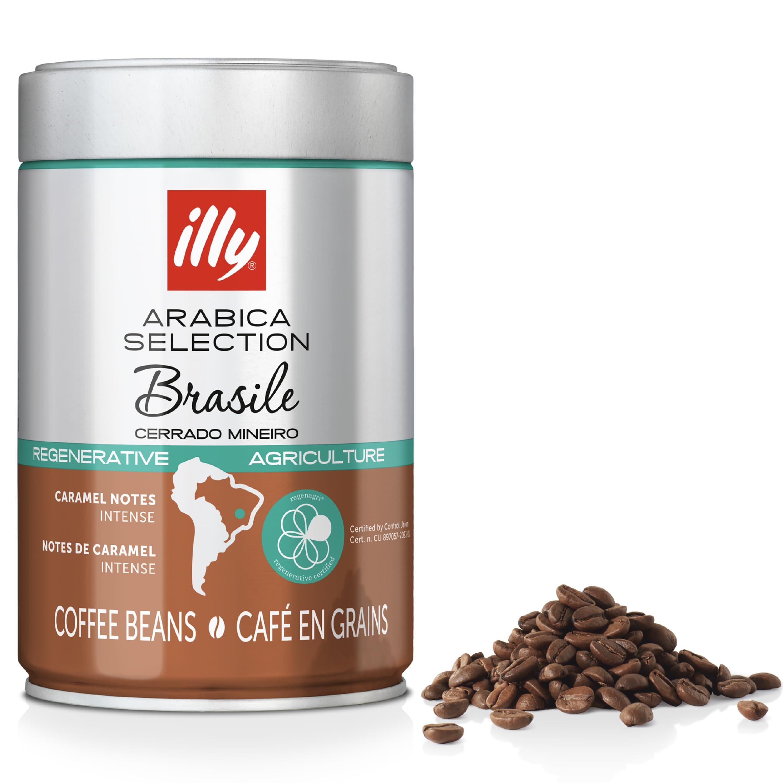 illy Brazil Coffee Beans, 100% Arabica, Medium Roast, Intensity 5/9, Single Origin, Caramel & Dried Fruit Notes, Suitable for Bean to Cup & Fresh Grinding, 250g