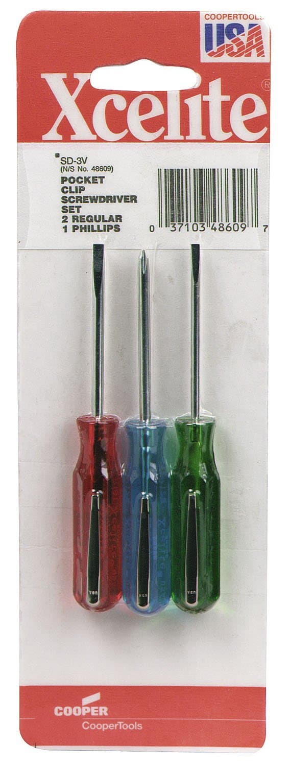XceliteSD3V 3-Piece Phillips Pocket Clip Screwdriver Set
