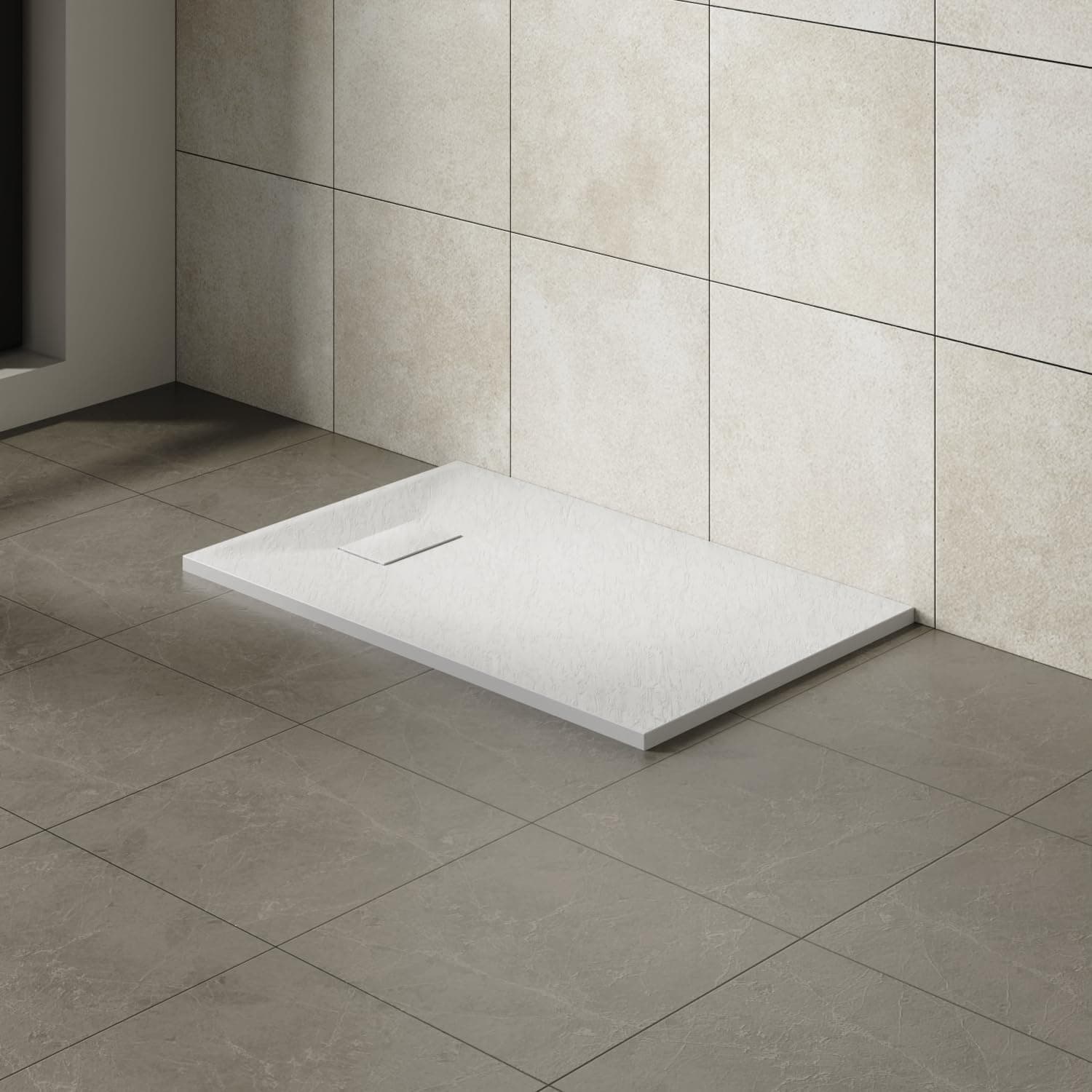 1000x700mm SMC Anti Slip Shower Base Tray Rectangular for Shower Enclosure White