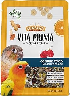Vita Prima Conure Food – Nutrient-Rich Blend with Fruits, Vegetables & Seeds Supports Healthy Feathers, Eyes & Active Energy – 3 lb Bag