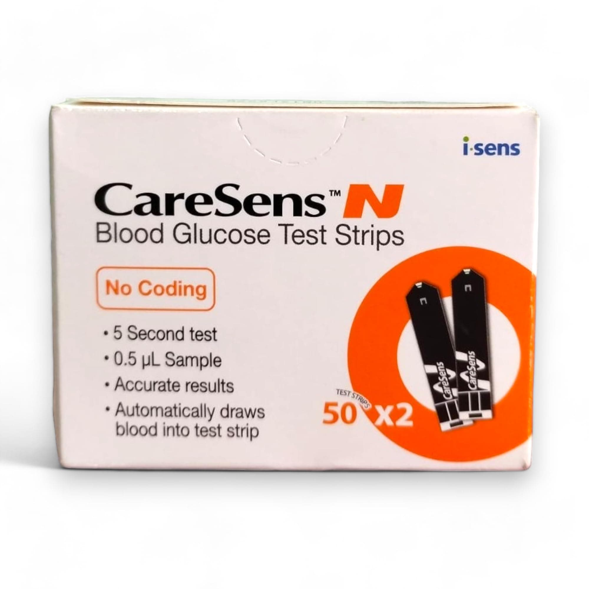 CareSens N Blood Glucose Test Strips (50 * 2 Pack) - Accurate Blood Sugar Testing for Diabetics | Compatible with CareSens N & CareSens N Eco Meters.