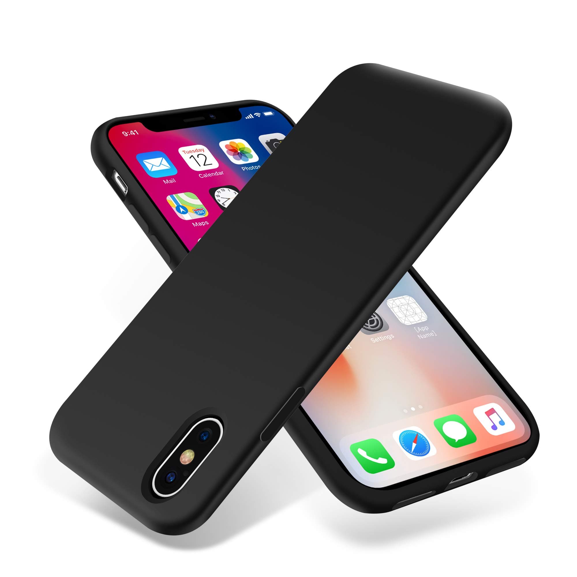 OTOFLY OTOFLY iPhone Xs Case/iPhone X Case,Ultra Slim Fit iPhone Case Liquid Silicone Gel Cover with Full Body Protection Anti-Scratch Shockproof Case Compatible with iPhone X/XS,Black [Upgraded Versi