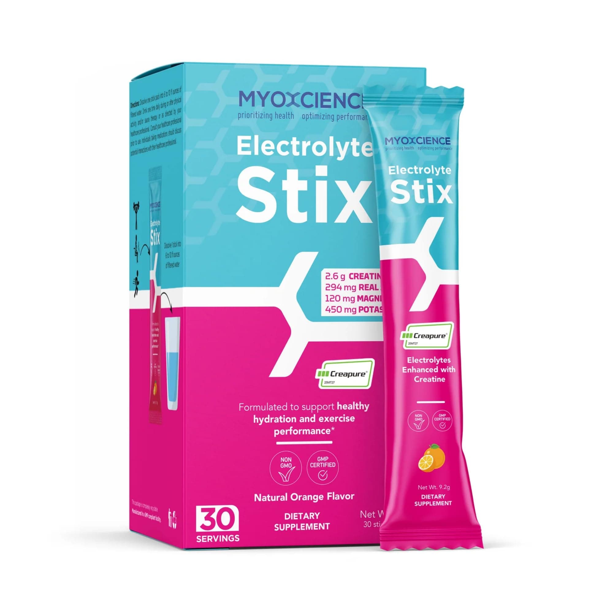 MYOXCIENCE Electrolyte Stix | Real Salt, Electrolytes, Magnesium Potassium Plus Taurine and Creatine