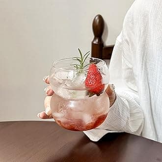 Ribbed Glassware Water Tumbler, Wave Bubble Glasses Tumbler, Aesthetic Ripple Glass Tumbler,Cute Glass Tumbler for Iced Coffee Juice Drink Milk Tea,Beer, Coctail (small wave-big mouth)