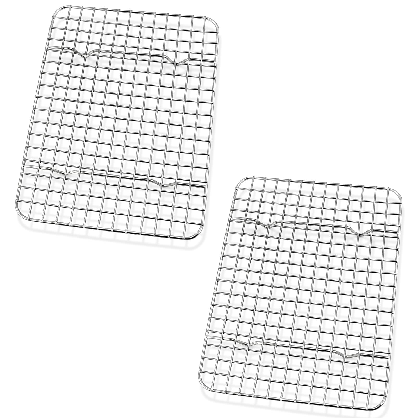 P&P CHEF 8.75 Inch Cooling Baking Rack Set of 2, Stainless Steel Grid Cooking Racks for Roasting Drying Grilling, Oven & Dishwasher Safe, Heavy Duty & Healthy