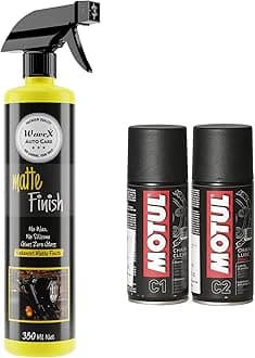 Motul Combo of C2 Chain Lube (150 ml) and C1 Chain Clean for All Bikes (150 ml) + Wavex® Matte Finish Bike Polish Maintainer 350ml