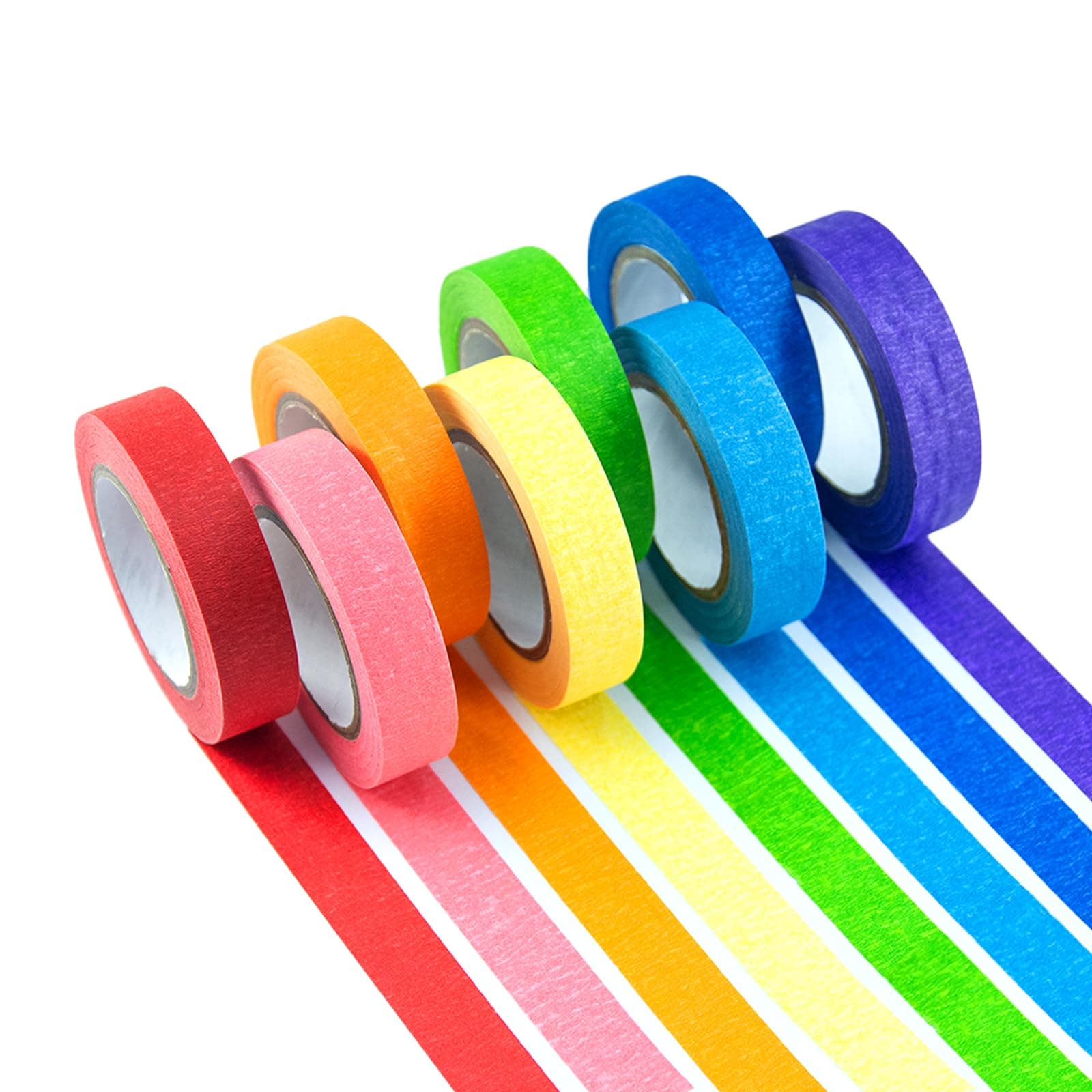 8 Rolls Rainbow Colored Masking Tape Set - 1.5cm x 12m Removable & Residue-Free Adhesive Tape for DIY Crafts, Scrapbooking, Office Labeling, Textured Surface Washable Paper Tape Multi-Pack