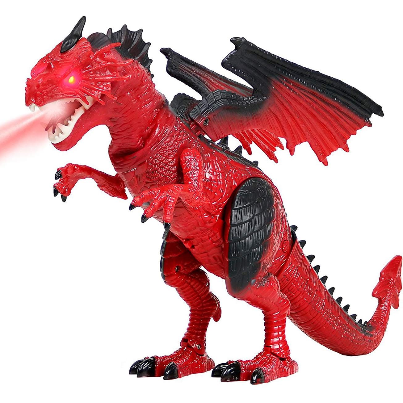 Liberty Imports Walking Dragon Toy - Interactive Robotic Fire Dragon Large 18” Battery Operated Figure with Flapping Wings, Roaring Sounds, and Light Up Eyes for Kids (Walking Dragon)