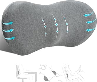 Lumbar Support Pillow, Lumbar Pillow for Low Back Pain Relief, Ergonomic Memory Foam Lumbar Pillow, Breathable & Detachable & Washable, Comfy Back Pillow for Office Chairs, Car Seats (Dk Grey, Cotton)