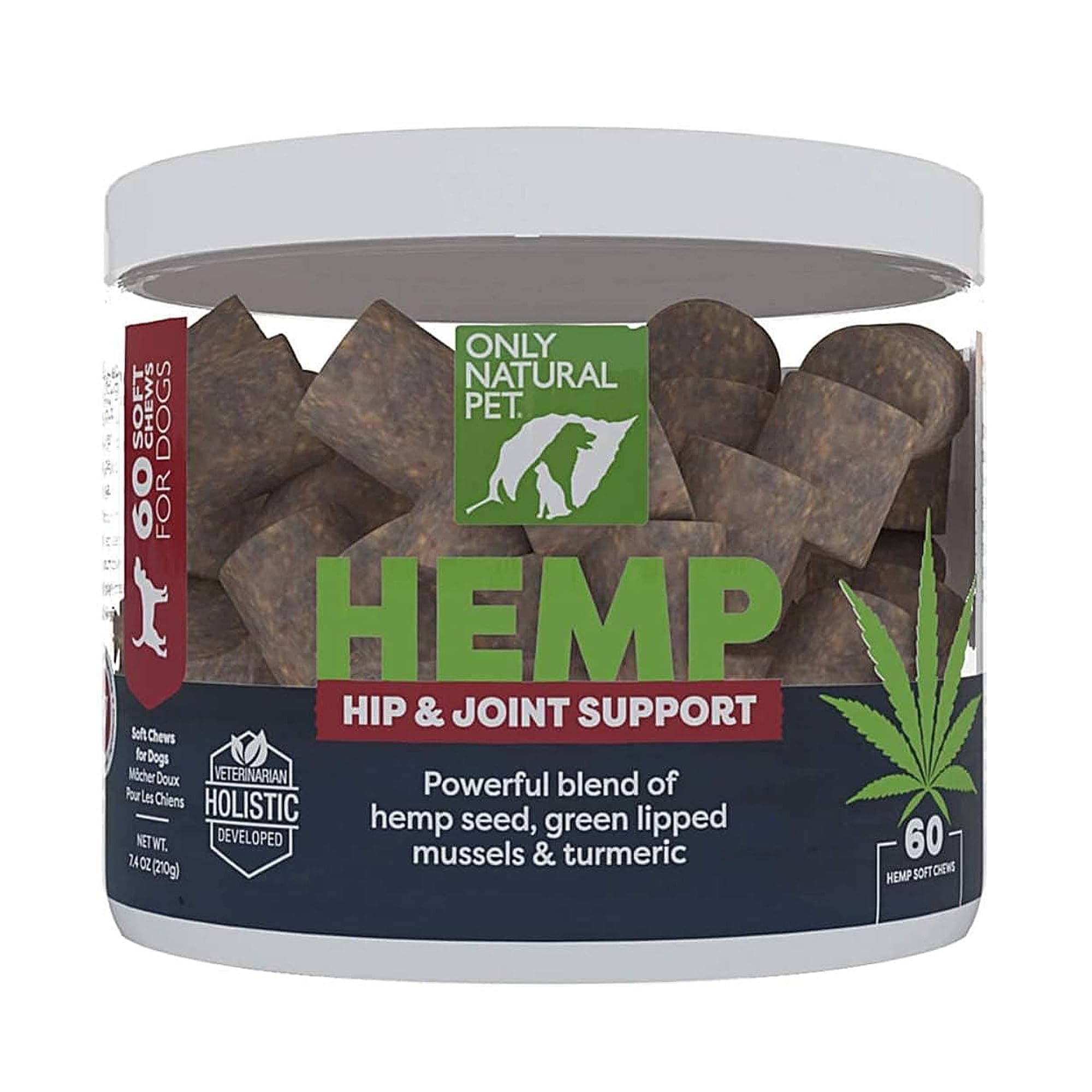Hemp Hip & Joint Support for Dogs - Supplement for Mobility Wellness Pain Relief Healthy Inflammatory & Bone Stiffness - Chews w/Fatty Acid Blend Mussels & Turmeric - 60 Count (H/J)