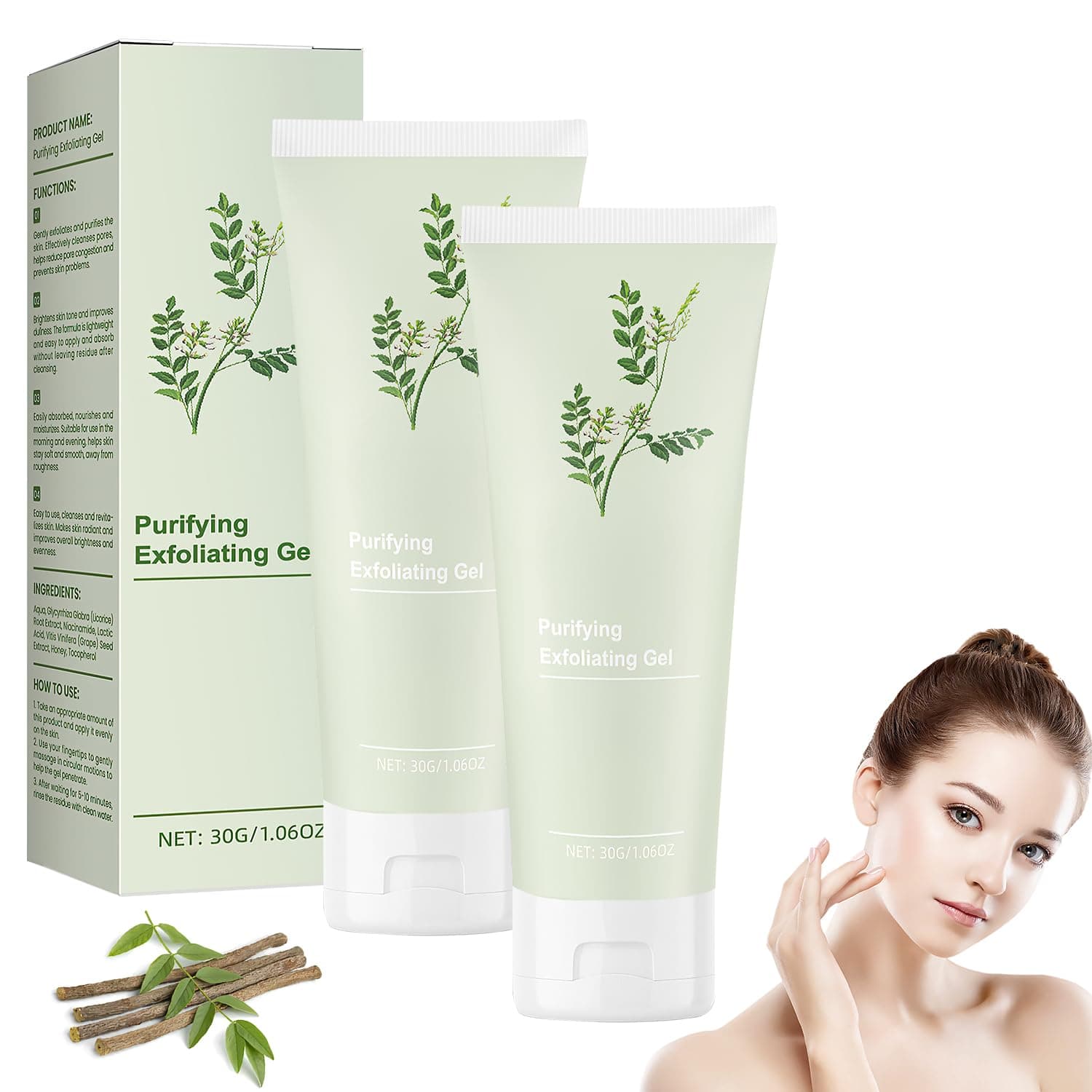 2 PCS Purifying Exfoliating Gel, Deep Cleansing Face & Body Exfoliating Scrub Gel for All Skin Types