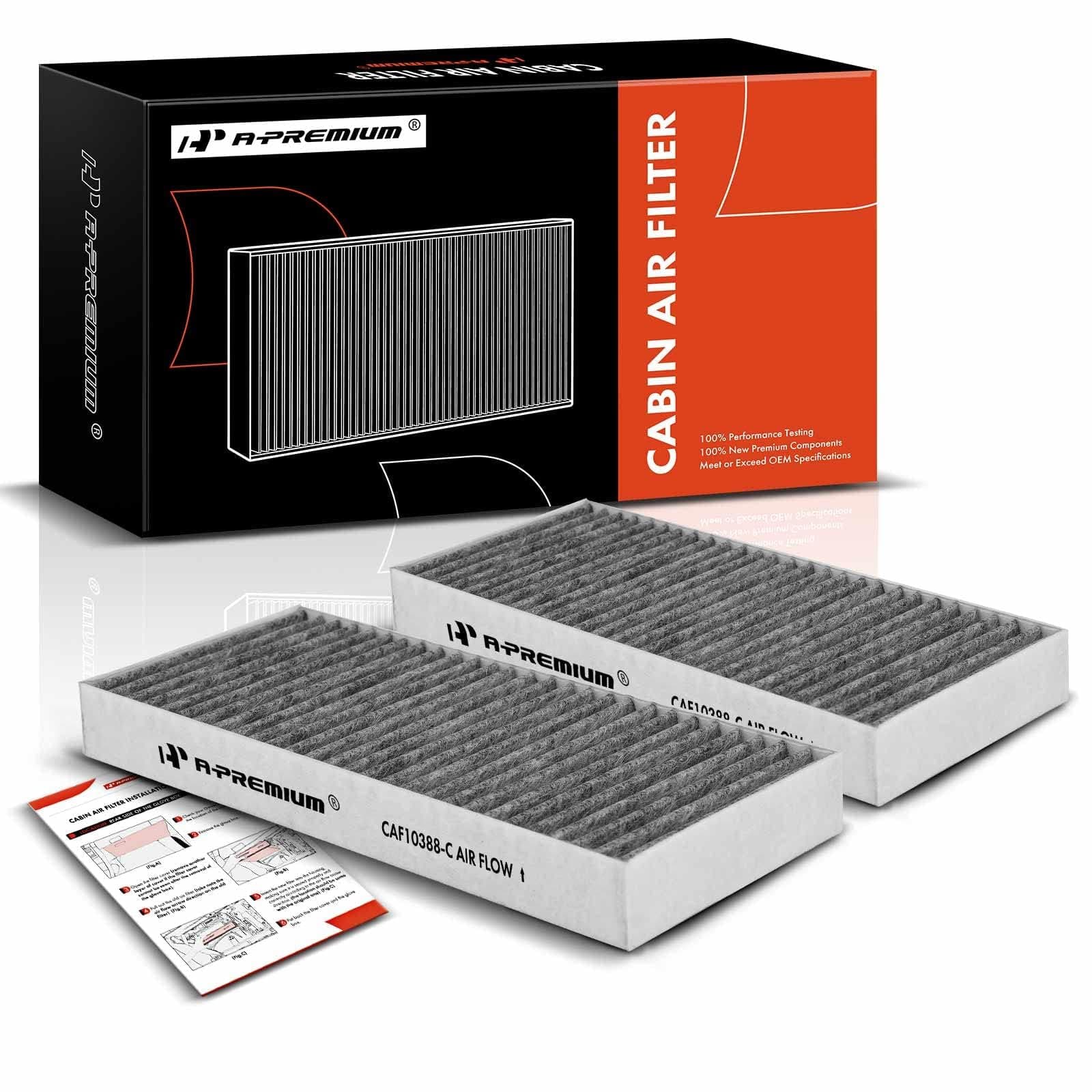 A-Premium 2-PC Cabin Air Filter with Activated Carbon Compatible with Nissan & Infiniti Models - Titan 2004-2015, Armada 2005-2015, NV2500 NV3500 2012-2014, QX56 2004-2010 - V8 5.6L