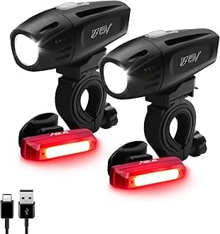 BV Bike Lights, Super Bright with 5 LED Bike Headlight & 3 LED Rear, Bike Lights for Night Riding with Quick-Release, Waterproof Bicycle Light Set, Bike Accessories, Bicycle Accessories, Flashlight