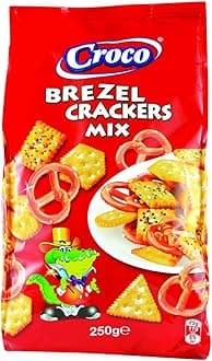 Croco Brezel Mix Crackers 250G | Bagel chips| Pretzels | Snacks | Premium Baked crackers | Imported snacks (Brezel Mix Crackers 250G)