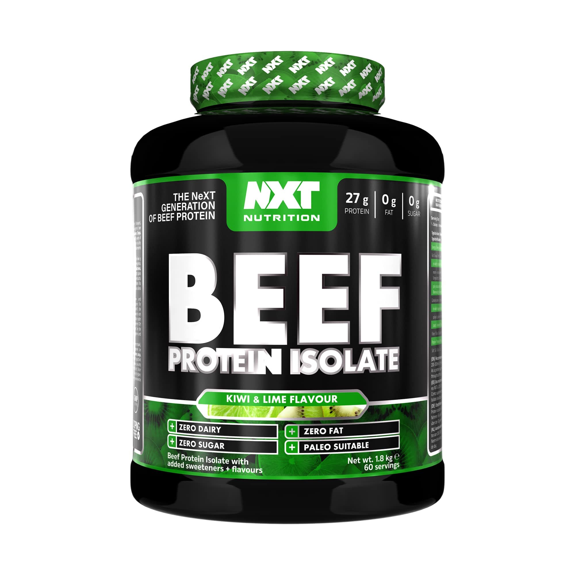 NXT Nutrition Beef Protein Isolate Powder - Protein Powder High in Natural Amino Acids - Paleo, Keto Friendly - Dairy and Gluten Free | 1.8kg (Kiwi & Lime)