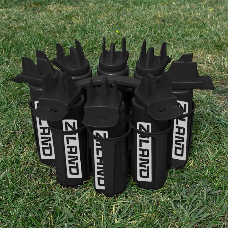 Hybrid Water Bottle Set • 8 x 1 Litre Easy Squeeze Bottles and 1 x Carrier • Perfect for Sports Teams • Hygienic as there is no mouth contact with the nozzle