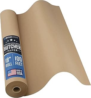 Brown Kraft Butcher Paper Roll - 18 Inch x 100 Feet (1200 Inch) - Food Grade Wrapping Paper for Smoking Meat of all Varieties ââ‚¬â€œ Unbleached, Unwaxed and Uncoated - Made in USA