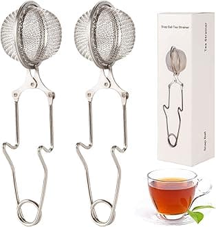 Snap Ball Tea Strainer, Exptolii 2 Pack Stainless Steel Tea Infuser Filter with Handle for Loose Leaf Tea, Spices, Seasonings
