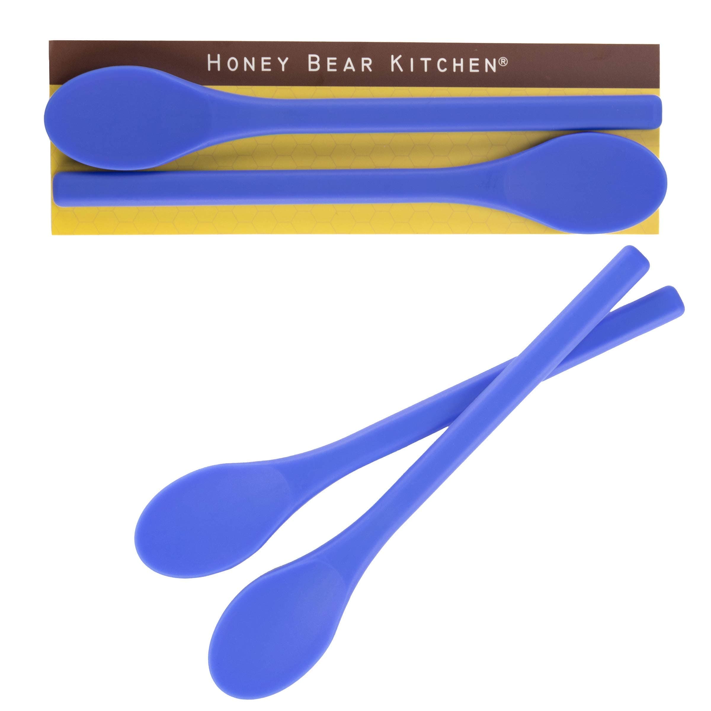 Honey Bear Kitchen Silicone Stirring Spoon (Set of 2, Cornflower Blue) for Coffee & Tea