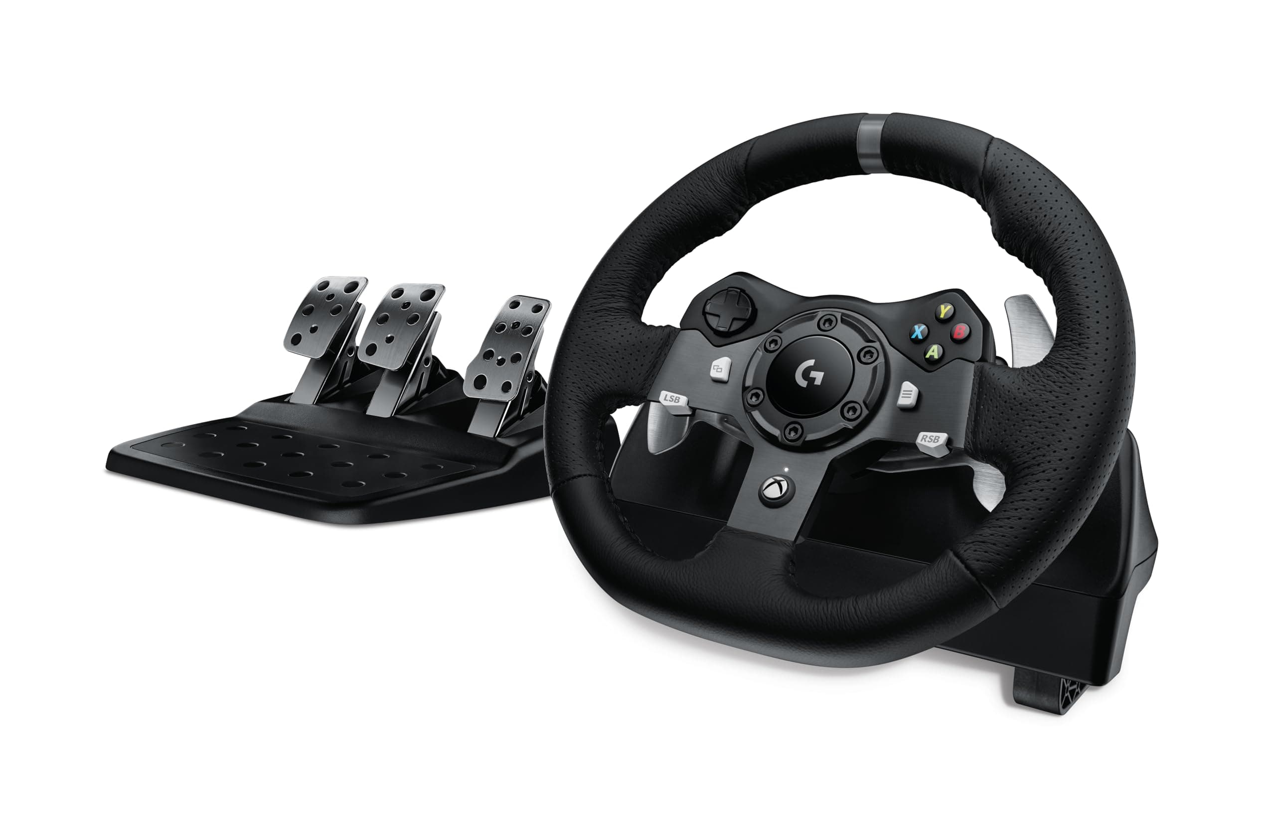 Logitech G920 Driving Force Racing Wheel and Floor Pedals, Real Force Feedback, Stainless Steel Paddle Shifters, Leather Steering Wheel Cover for Xbox Series X|S, Xbox One, PC, Mac - Black
