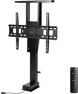 Motorized Large TV Stand for 37 to 77 inch Screens, Vertical Lift Television Stand with Remote Control, Compact TV Mount Bracket, MOUNT-E-UP80D