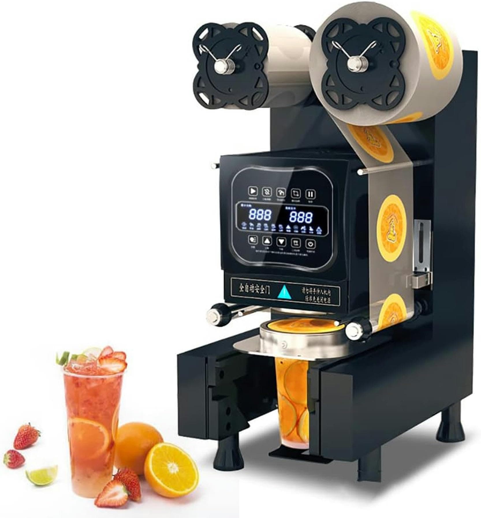 XENITE Commercial Fully Automatic Cup Sealing Machine, 350W Electric Cup Sealing Machine Cup Sealer, Bubble Tea/Milk Tea/Juice/Drink Sealing Machine for 90/95mm Plastic& Paper Cup Sealing-1pc