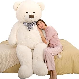 Giant White Teddy Bear Stuffed Animal 6 Feet,Soft Cuddly Smiling Face Big Life Size Valentines Teddy Bear Plush Gift for Boyfriend Girlfriend,Brithday