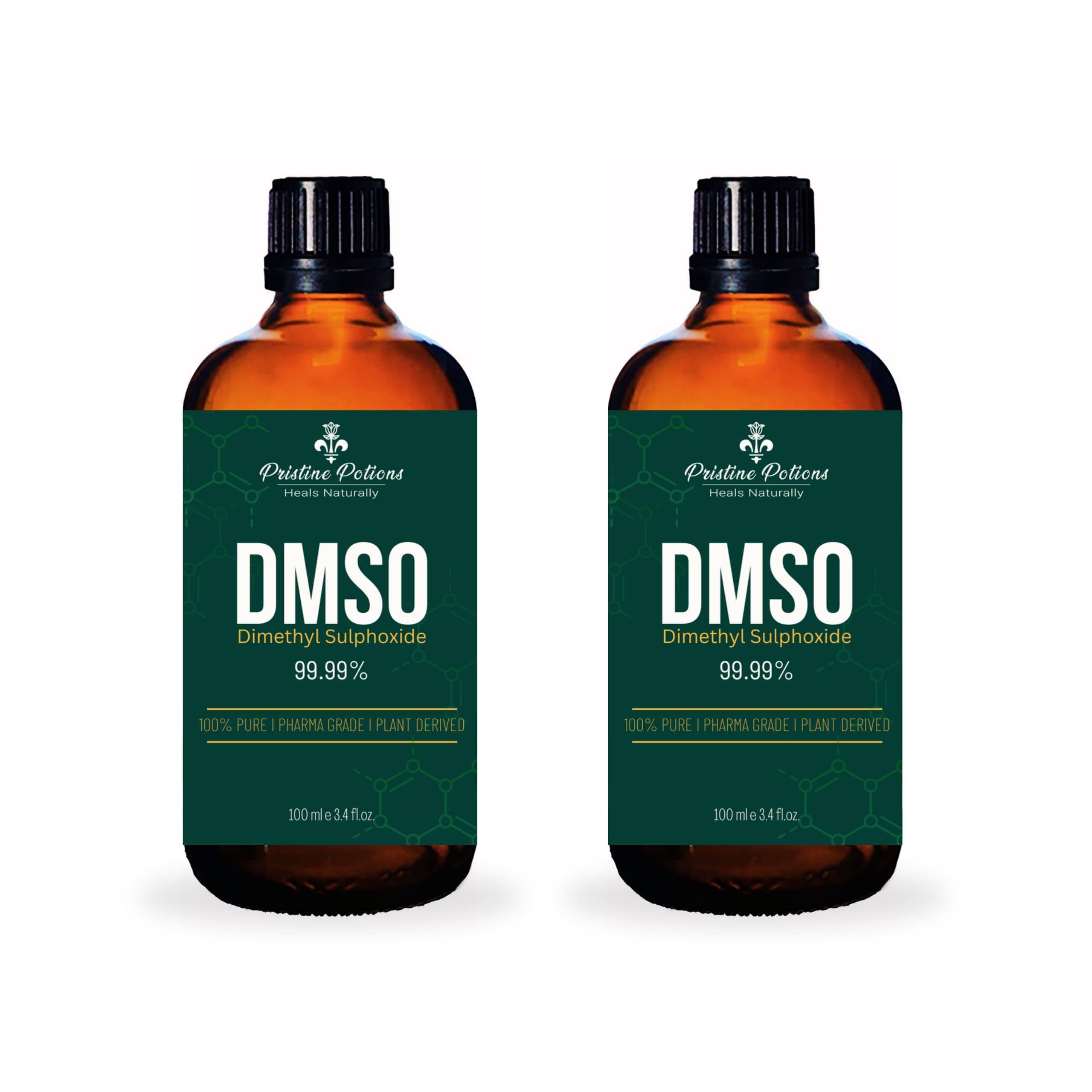 DMSO I 99.99% Purity I Pharmaceutical Grade | Dimethyl sulfoxide Liquid | High Purity | Low Odor I Premium Amber Glass Bottle Packaging - 200 ml (100 ml x 2)