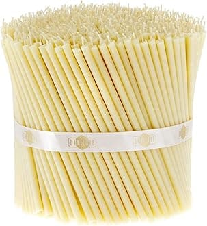 Danilovo Thin Taper Beeswax Candles - Honey-Scented, Decorative Candles Ideal for Birthday Decoration or Church Prayers - White Drip Free, Tall & Smokeless Pack of 100 pcs, 5.9 x 0.2 inch