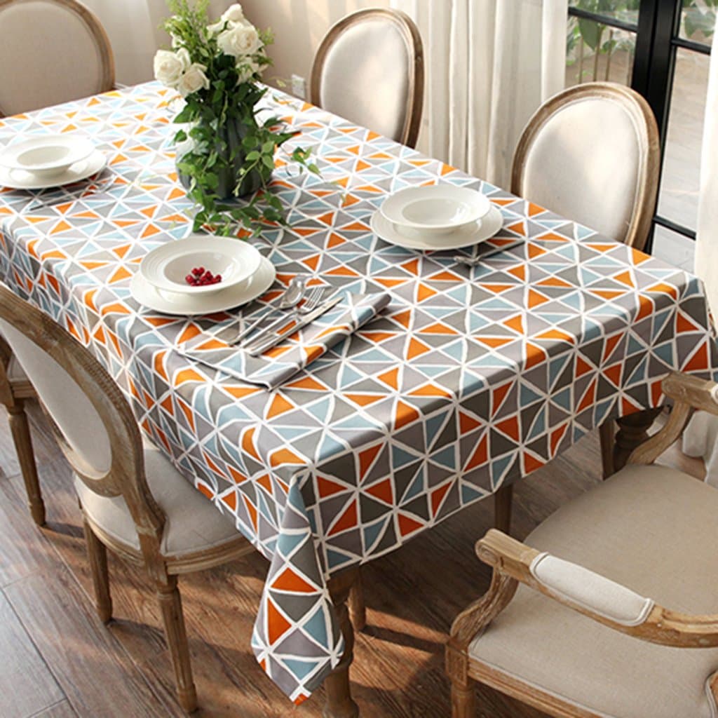 Ethomes American Country Geometric Pattern Orange Tablecloth Rectangular for Dinning/Tea Table Household Appliances Towel Approx 39x62 inch