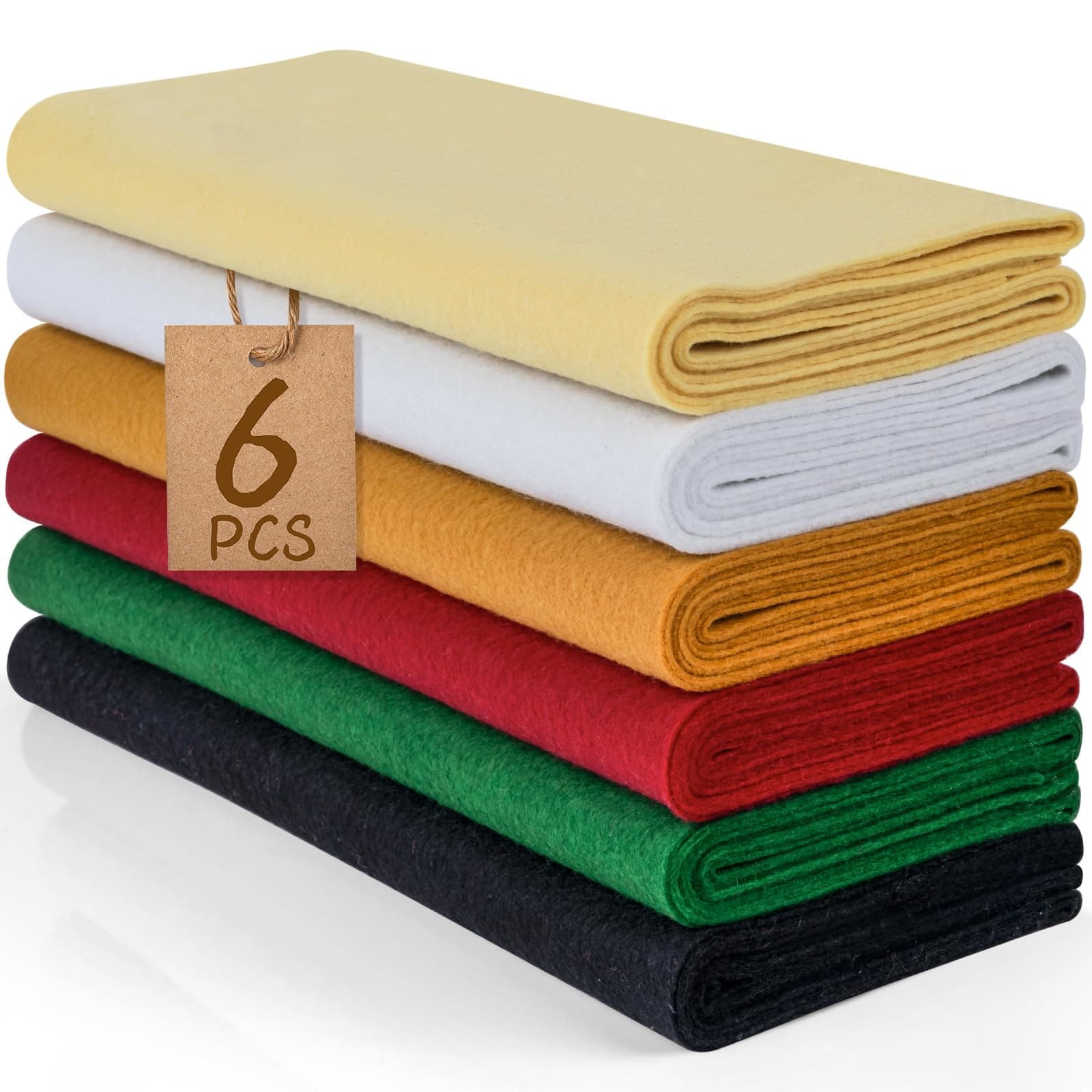 XSEINO 6 Rolls 12"x35" 1.4mm Thick Soft Felt Fabric Sheet 6 Assorted Dunhuang Frescoes Series Colors Felt Pack for DIY Craft Sewing Squares Nonwoven Patchwork