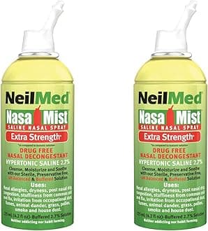 NasaMist Hypertonic Extra Strength Saline Spray, 125mL - 2 Pack