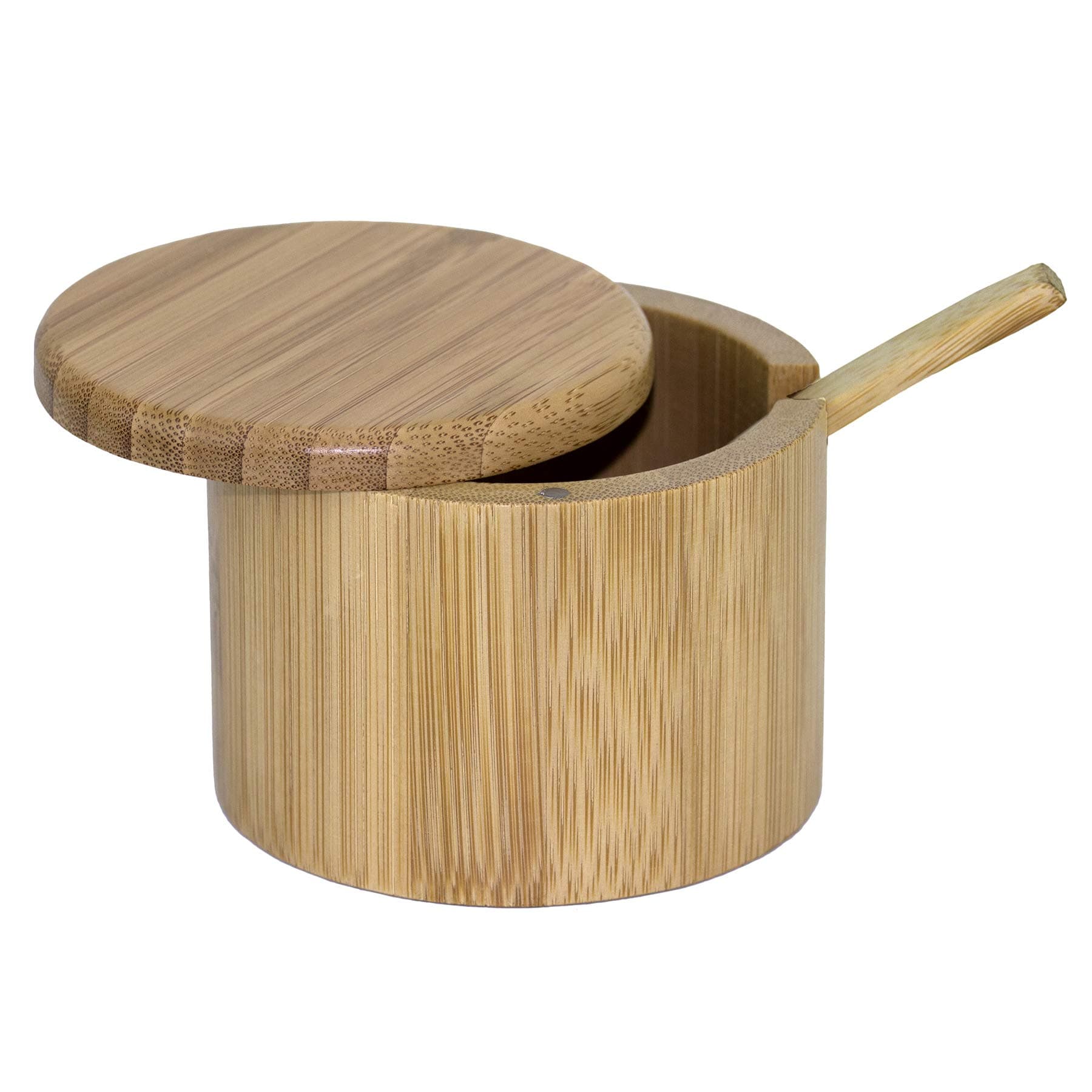 Little Dipper Salt Cellar Bamboo Storage Box with Magnetic Swivel Lid, 6 Ounce Capacity, Includes Salt Spoon