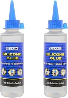 BAZIC Silicone Glue 3.38 Oz. (100 mL), Waterproof Crack Resistant, Quick Repair for Glass Window Plastic Kitchen, 2-Pack
