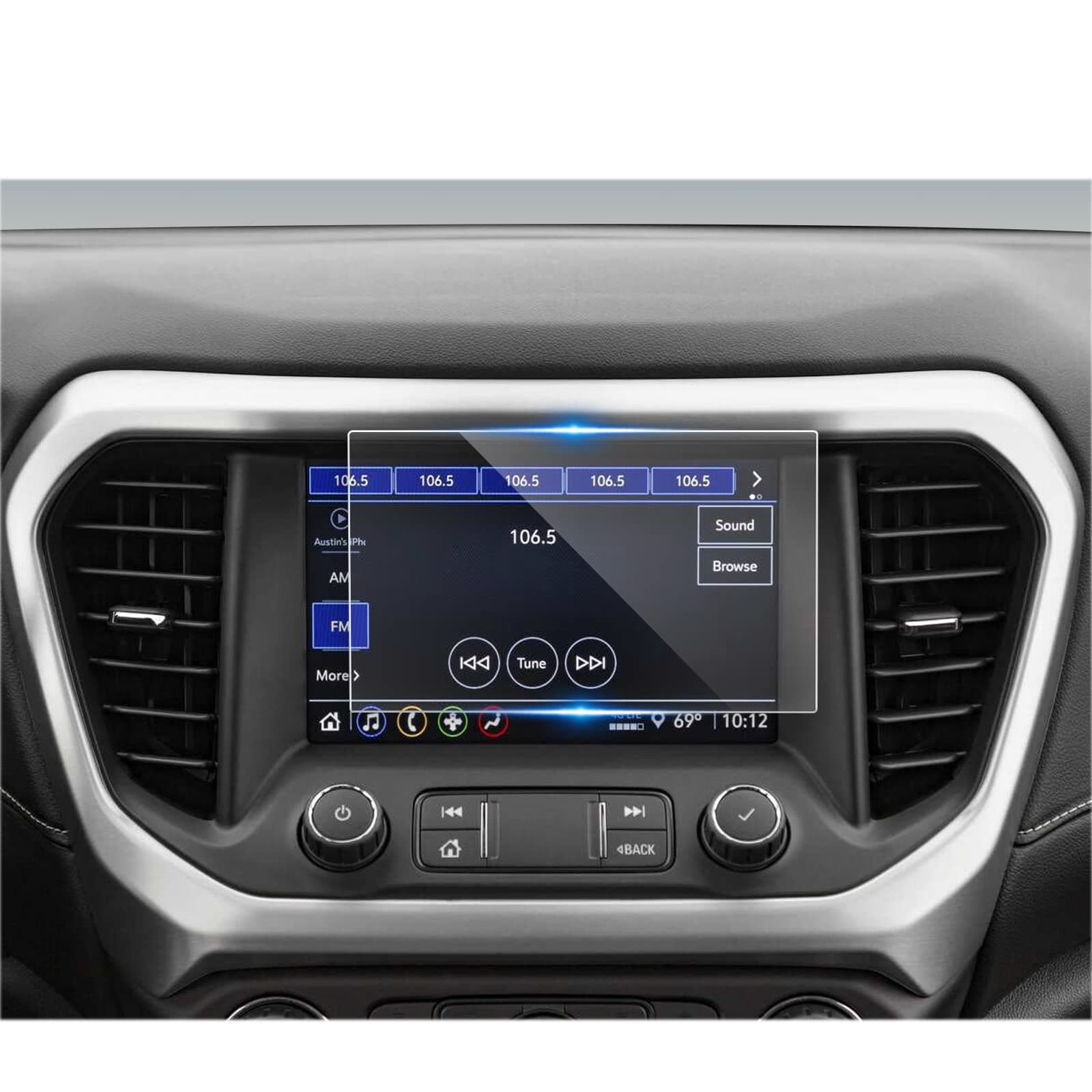 CDEFG for GMC Acadia Accessories 2023-2018 Screen Protector (SLE/SLT/ AT4 /Denali) TouchScreen Navigation Radio Display Cover 2023 2022 2021 2020 2019 (8 Inch Tempered Glass)