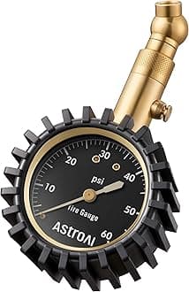 AstroAI Tire Pressure Gauge Expert 60 PSI - Heavy Duty Tire Gauge ANSI Certified Accurate, Improved Needle and Chuck
