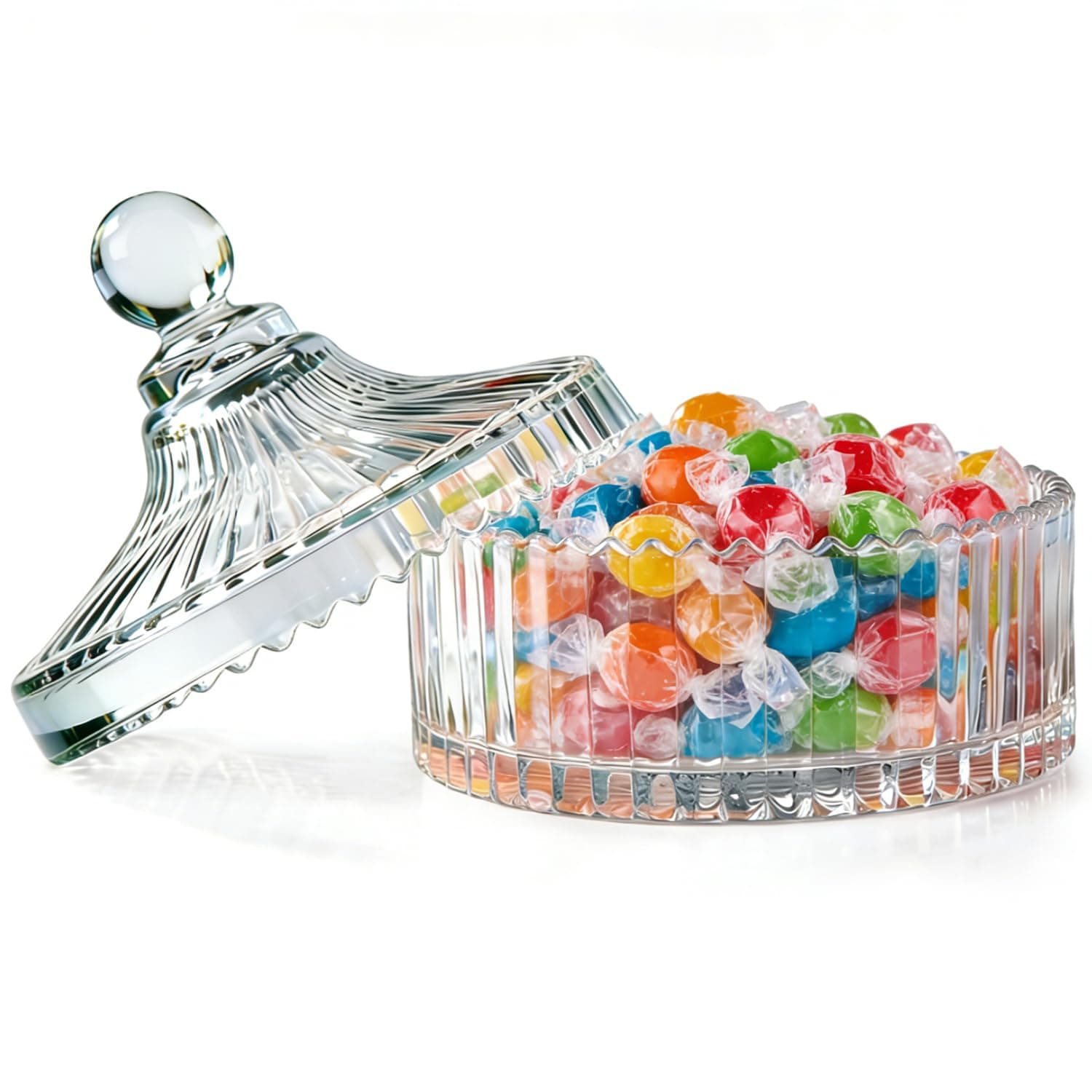 ComSaf Glass Covered Storage Jar Candy Dish Box (Diameter 5.3")