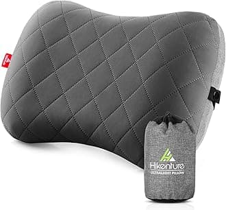 Hikenture Camping Pillow with Removable Cover - Ultralight Inflatable Pillow for Neck Lumber Support - Upgrade Backpacking Pillow - Washable Travel Air Pillows for Camping, Hiking, Backpacking (Grey)